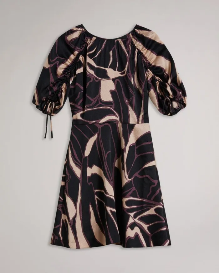 Abstract Print Mini Dress Black Women Ted Baker Clothing