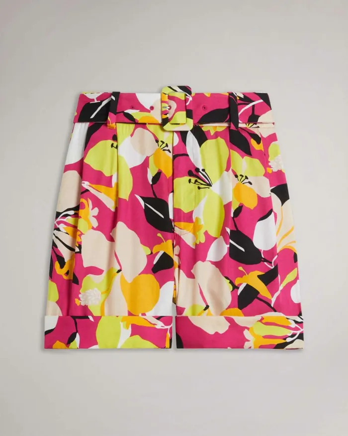Abstract Print Tailored Shorts Bright Pink Women Ted Baker Pants and Shorts
