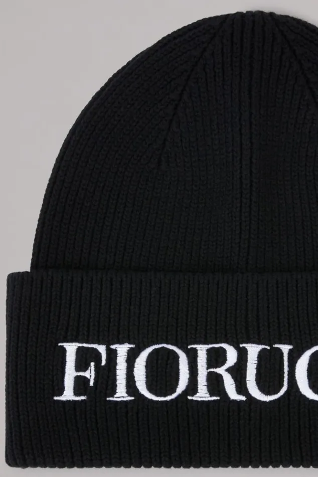 Accessories Fiorucci Embroidered Logo Beanie Black Black Accessories Fiorucci Embroidered Logo Beanie Black Black