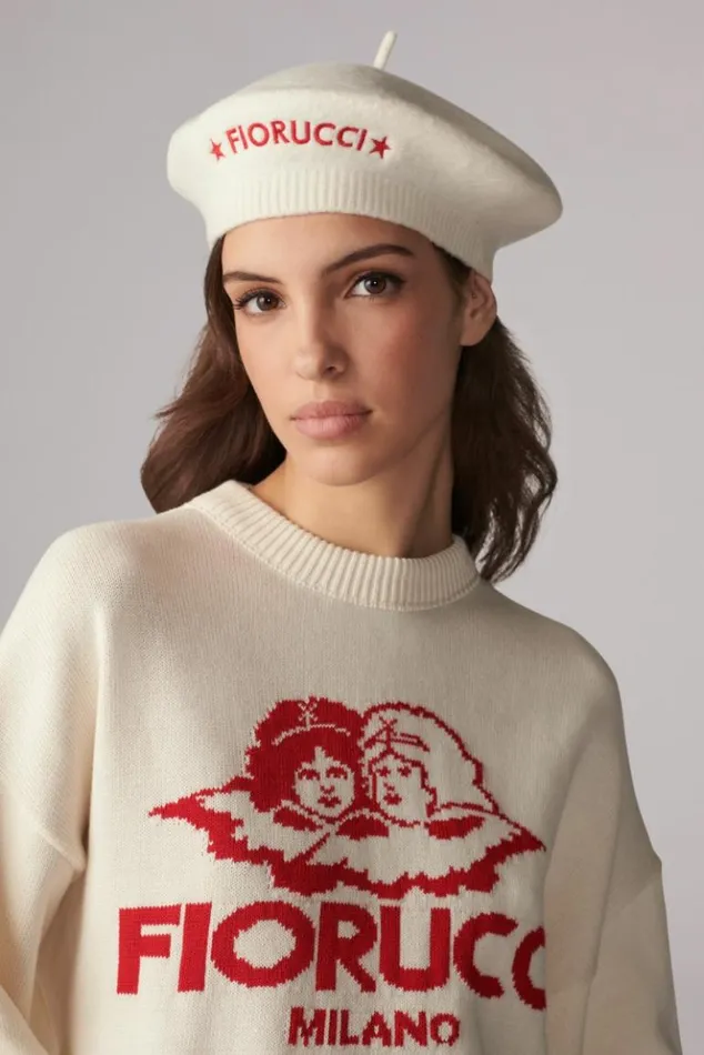 Accessories Fiorucci Star Logo Beret Cream Cream Accessories Fiorucci Star Logo Beret Cream Cream