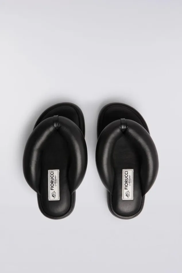 Accessories Fiorucci Vegan Leather Fluff Flops Black Black Accessories Fiorucci Vegan Leather Fluff Flops Black Black