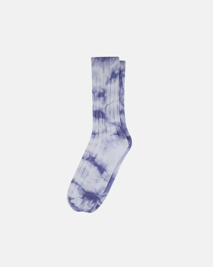 Accessories Men Stussy DYED RIBBED CREW SOCKS Lavender
