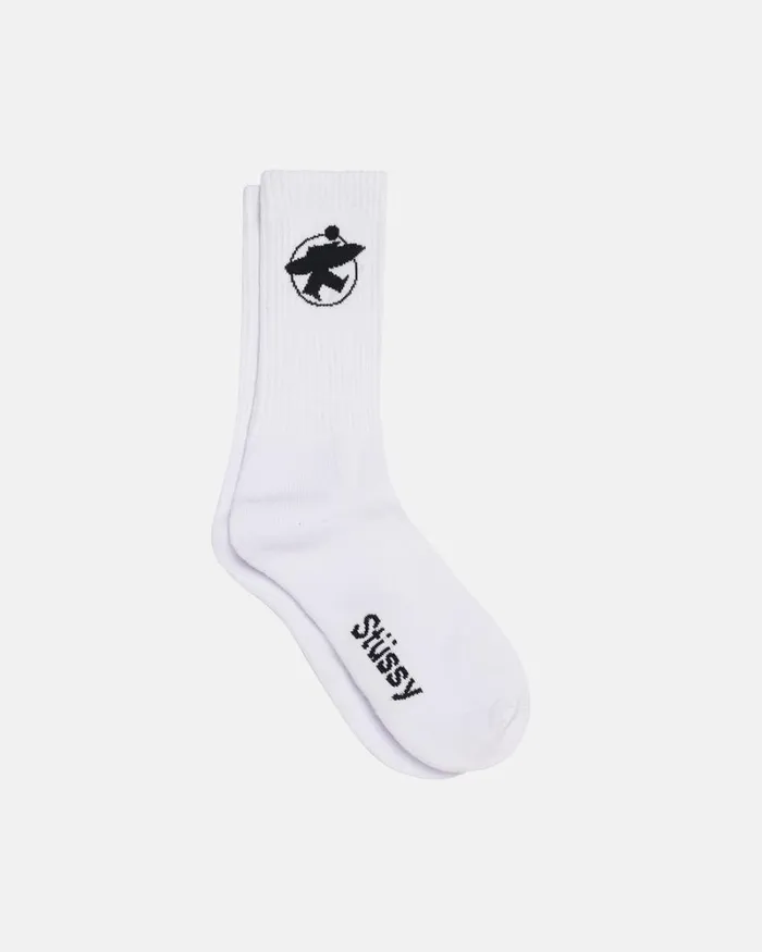 Accessories Men Stussy SURFMAN CREW SOCKS WhiteBlack Accessories Men Stussy SURFMAN CREW SOCKS WhiteBlack