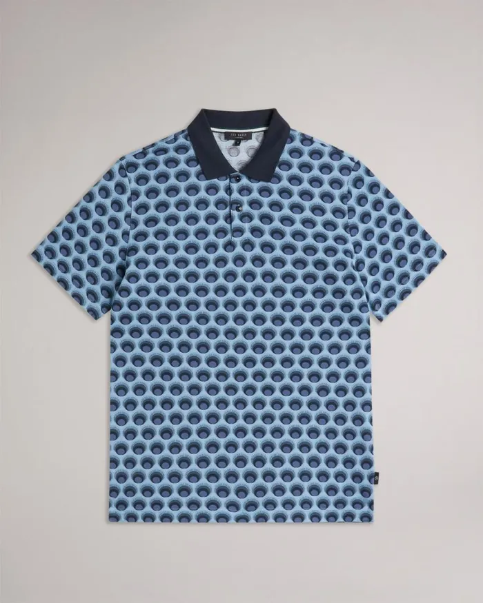 All Over Printed Ombre Spot Polo Shirt Light Blue Men Ted Baker Tops