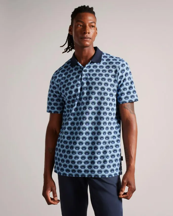 All Over Printed Ombre Spot Polo Shirt Light Blue Men Ted Baker Tops All Over Printed Ombre Spot Polo Shirt Light Blue Men Ted Baker Tops