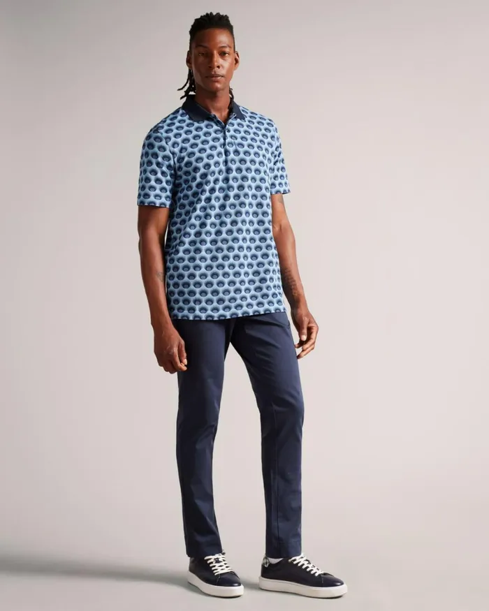 All Over Printed Ombre Spot Polo Shirt Light Blue Men Ted Baker Tops All Over Printed Ombre Spot Polo Shirt Light Blue Men Ted Baker Tops