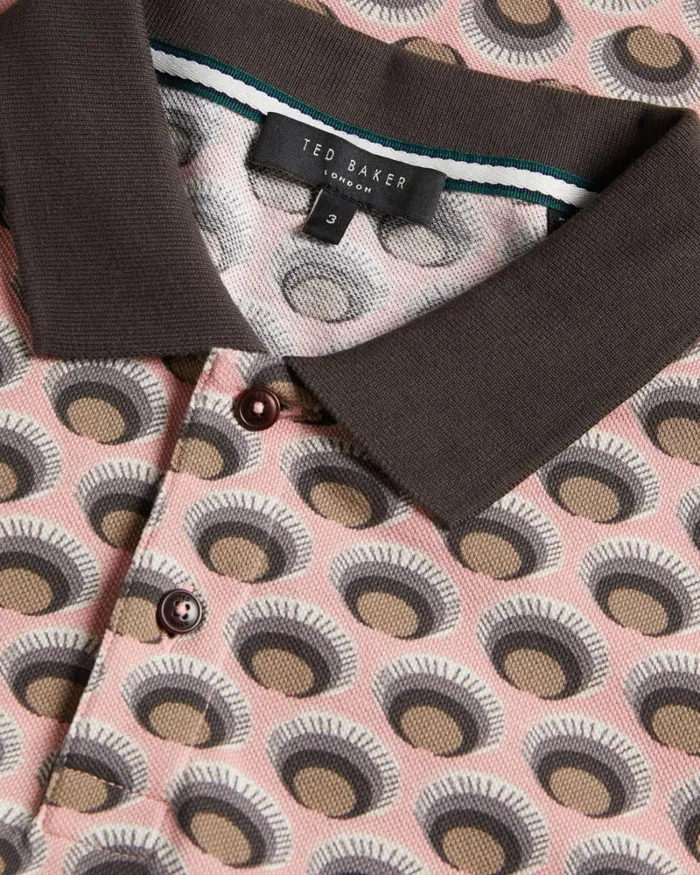 All Over Printed Ombre Spot Polo Shirt Light Pink Men Ted Baker Tops
