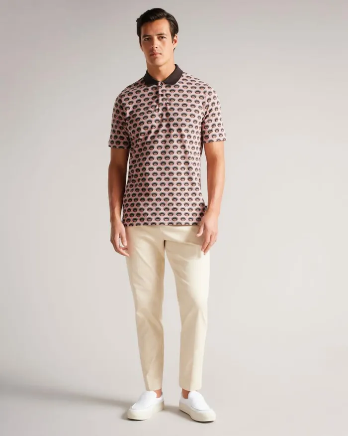 All Over Printed Ombre Spot Polo Shirt Light Pink Men Ted Baker Tops All Over Printed Ombre Spot Polo Shirt Light Pink Men Ted Baker Tops