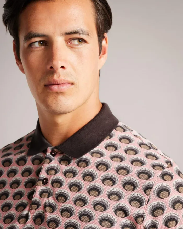 All Over Printed Ombre Spot Polo Shirt Light Pink Men Ted Baker Tops All Over Printed Ombre Spot Polo Shirt Light Pink Men Ted Baker Tops
