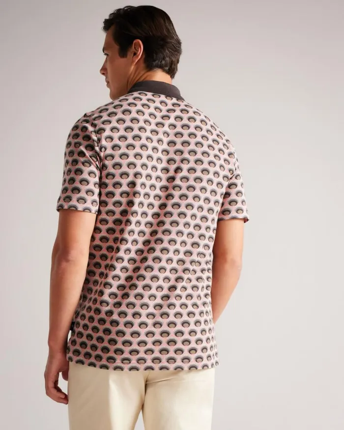 All Over Printed Ombre Spot Polo Shirt Light Pink Men Ted Baker Tops All Over Printed Ombre Spot Polo Shirt Light Pink Men Ted Baker Tops