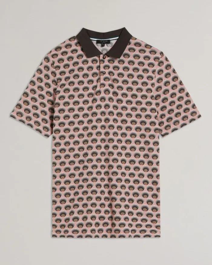 All Over Printed Ombre Spot Polo Shirt Light Pink Men Ted Baker Tops All Over Printed Ombre Spot Polo Shirt Light Pink Men Ted Baker Tops