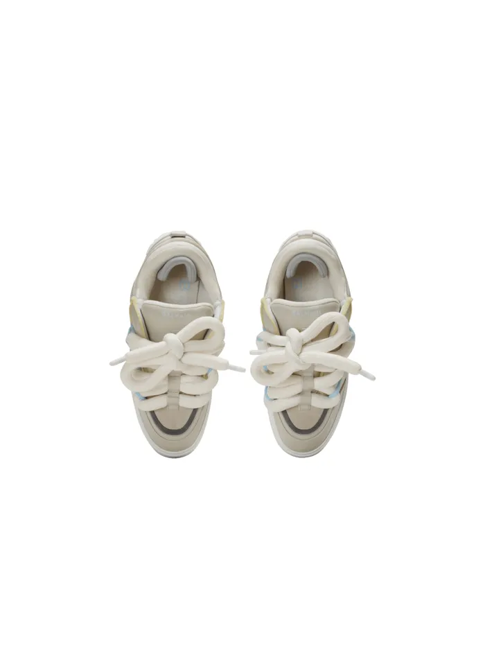 Balmain BCourt Men BCourt Puffy Skate Sneakers In Calfskin And Suede Grey