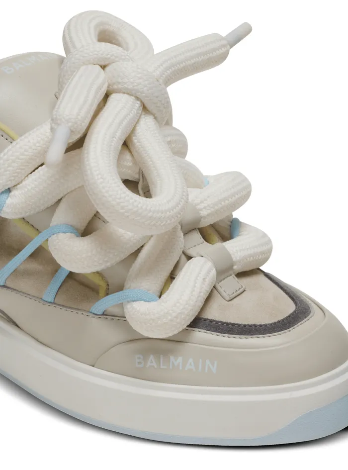 Balmain BCourt Men BCourt Puffy Skate Sneakers In Calfskin And Suede Grey