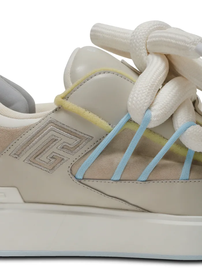 Balmain BCourt Men BCourt Puffy Skate Sneakers In Calfskin And Suede Grey