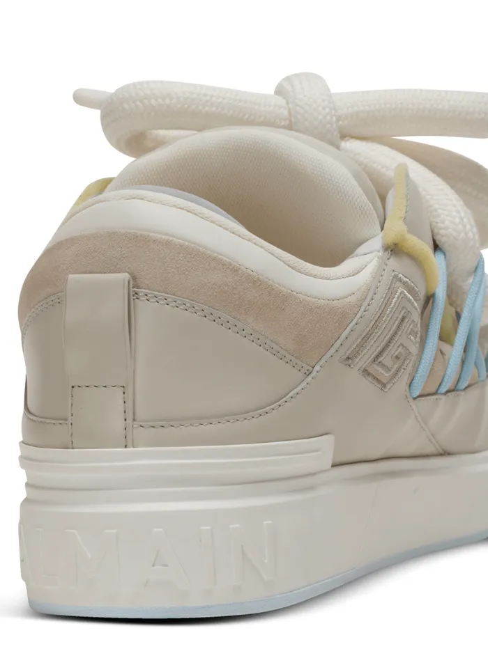 Balmain BCourt Men BCourt Puffy Skate Sneakers In Calfskin And Suede Grey