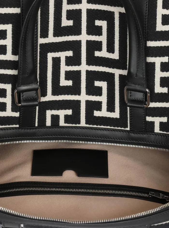 Balmain Bags And Backpacks Men Travel Bag With Jacquard Maxi Monogram Black