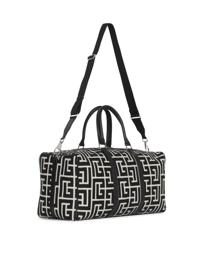 Balmain Bags And Backpacks Men Travel Bag With Jacquard Maxi Monogram Black