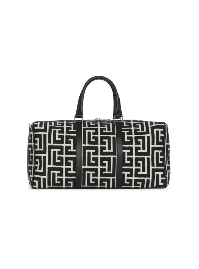 Balmain Bags And Backpacks Men Travel Bag With Jacquard Maxi Monogram Black
