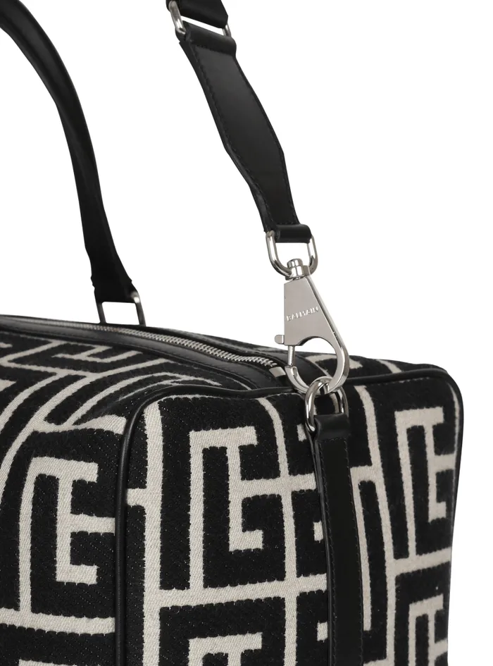 Balmain Bags And Backpacks Men Travel Bag With Jacquard Maxi Monogram Black
