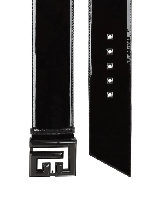 Balmain Belts Women PBelt In Patent Leather Black