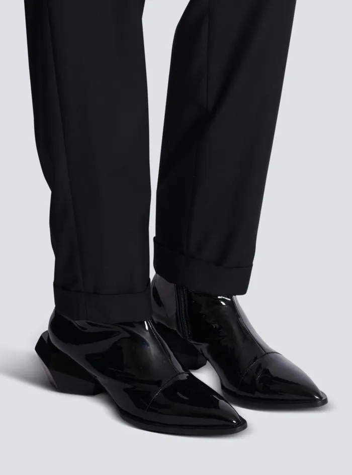 Balmain Boots And Rangers Men Billy Patent Leather Ankle Boots Black