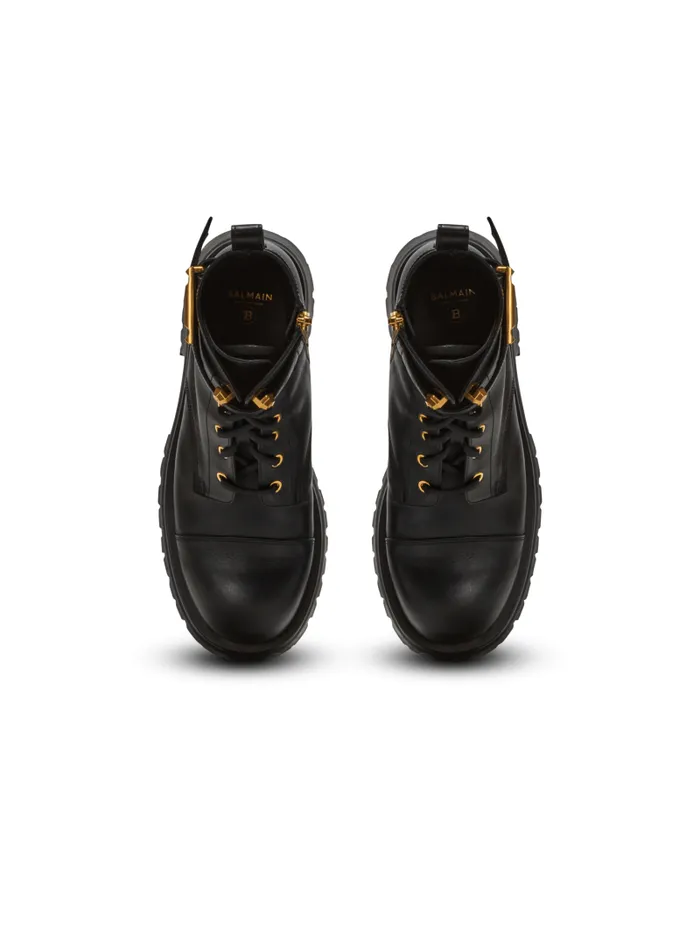 Balmain Boots Women Charlie Leather Ranger Boots Black