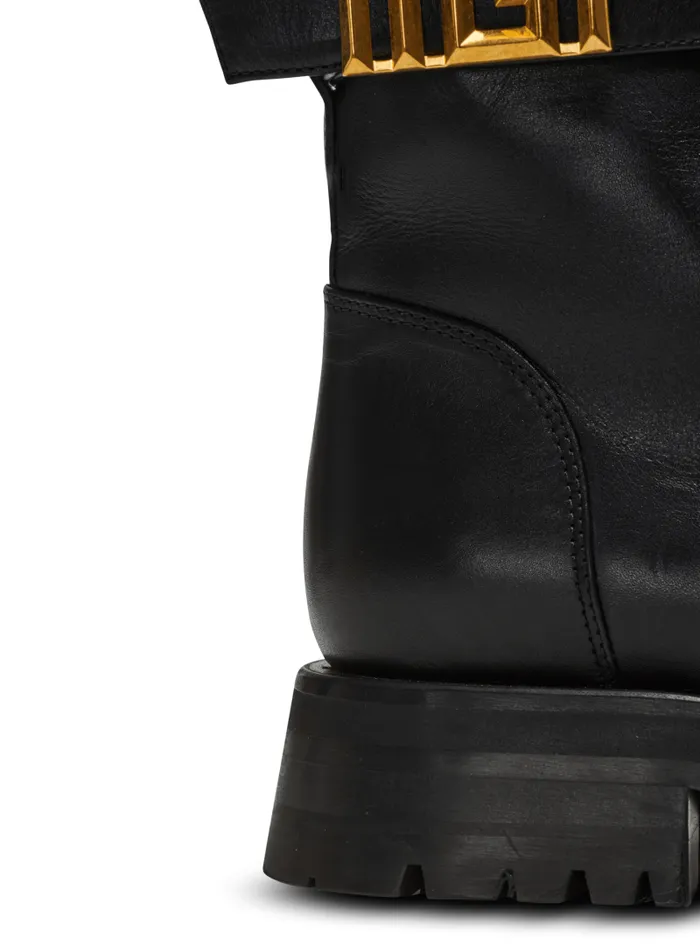 Balmain Boots Women Charlie Leather Ranger Boots Black