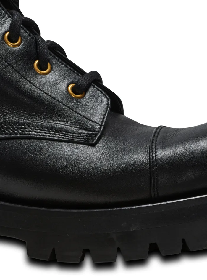 Balmain Boots Women Charlie Leather Ranger Boots Black