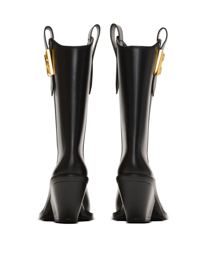 Balmain Boots Women Rubber Tess PB Cowboy Boots Black