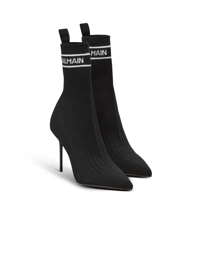 Balmain Boots Women Skye Knit Ankle Boots Black