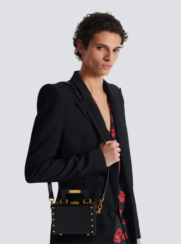 Balmain CrossBody Bags Men Camera Case Bag In Box Leather Black