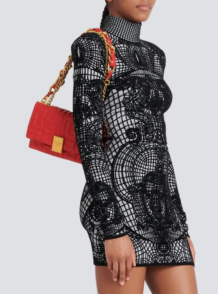 Balmain Crossbody Bags Women 1945 Soft Small Bag In Quilted Leather Red