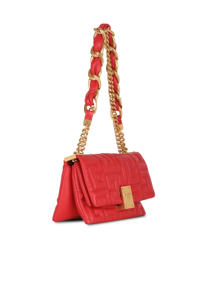Balmain Crossbody Bags Women 1945 Soft Small Bag In Quilted Leather Red