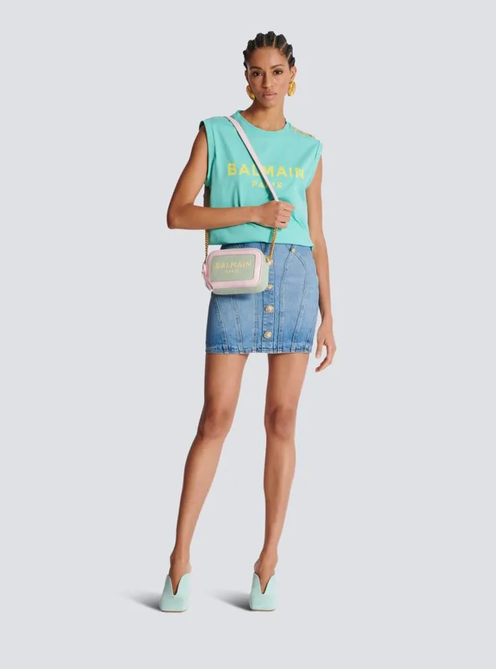 Balmain Crossbody Bags Women BArmy Camera Case In Canvas And Leather Green Balmain Crossbody Bags Women BArmy Camera Case In Canvas And Leather Green