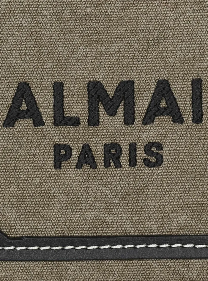 Balmain Crossbody Bags Women BArmy Mini Canvas Shopping Bag With Leather Inserts Khaki