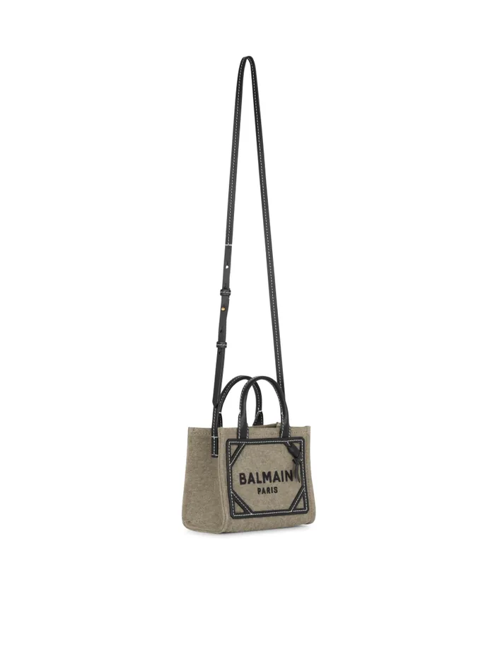 Balmain Crossbody Bags Women BArmy Mini Canvas Shopping Bag With Leather Inserts Khaki