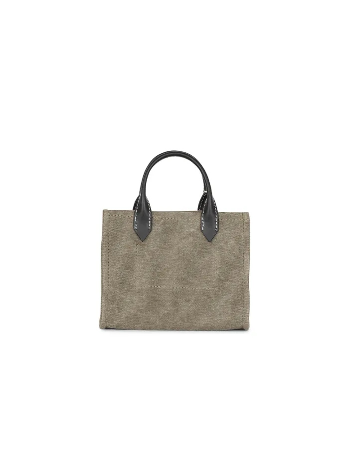 Balmain Crossbody Bags Women BArmy Mini Canvas Shopping Bag With Leather Inserts Khaki