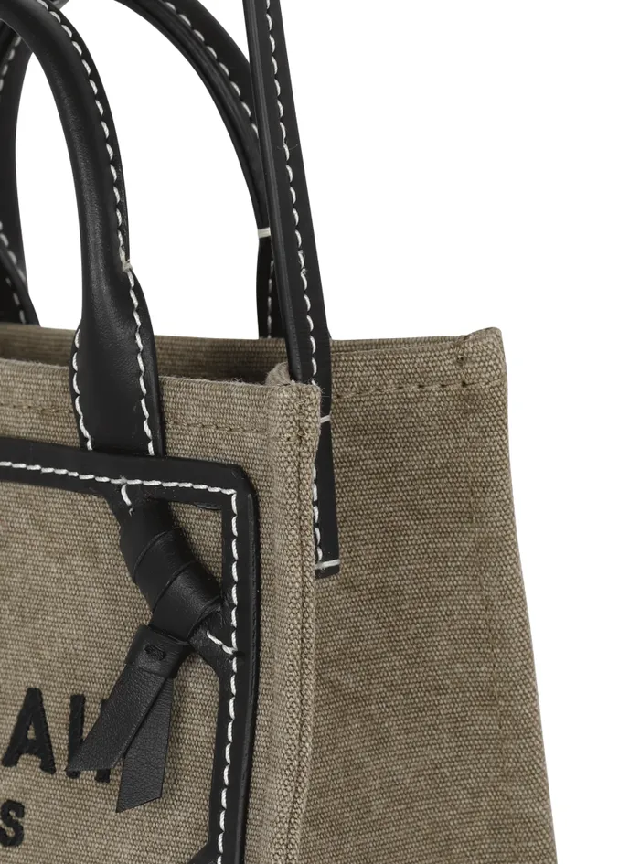 Balmain Crossbody Bags Women BArmy Mini Canvas Shopping Bag With Leather Inserts Khaki
