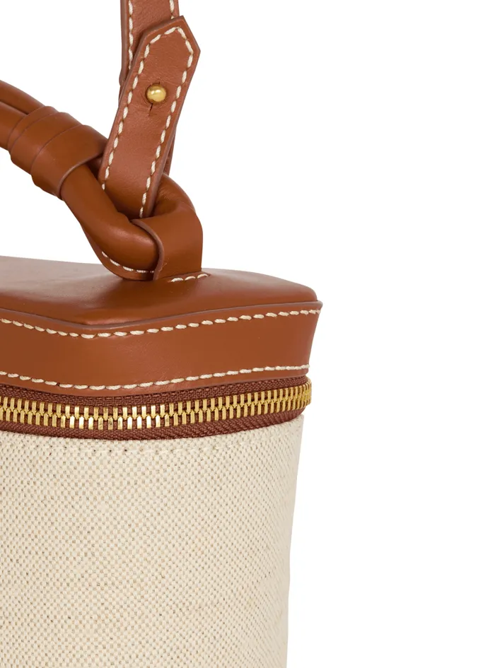 Balmain Crossbody Bags Women BArmy Vanity Case In Canvas And Leather Beige