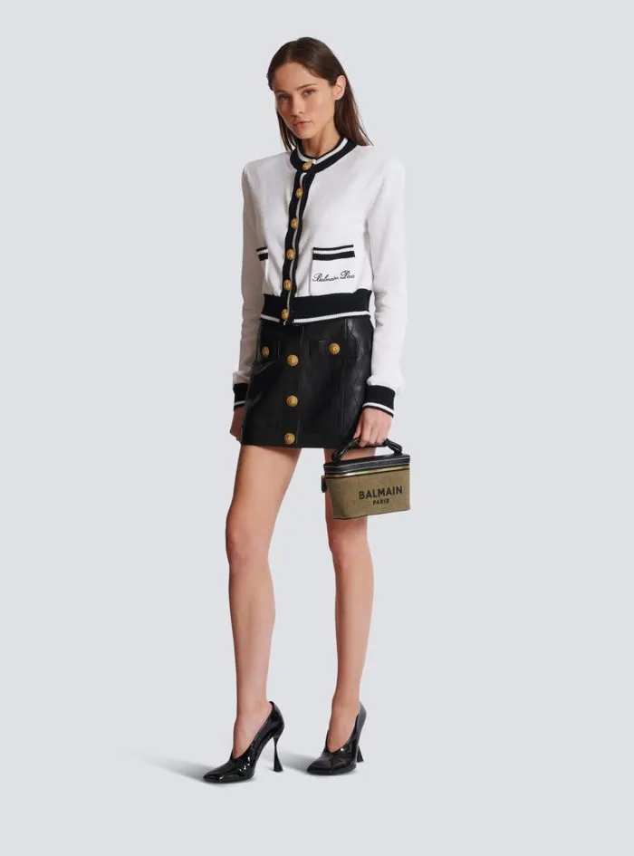 Balmain Crossbody Bags Women BArmy Vanity Case In Canvas And Leather Khaki Balmain Crossbody Bags Women BArmy Vanity Case In Canvas And Leather Khaki