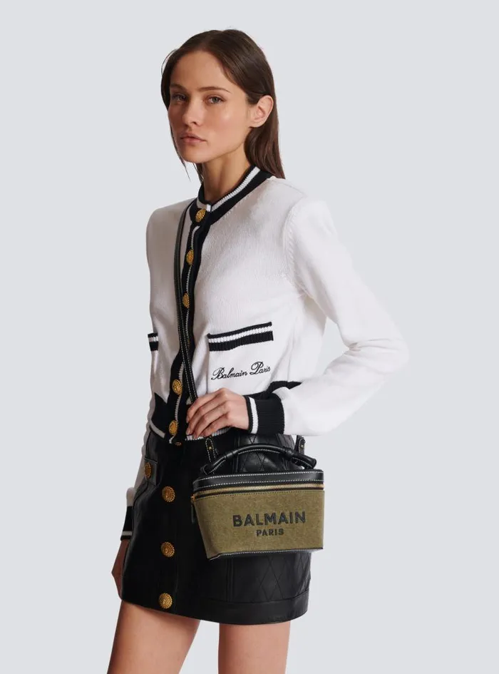 Balmain Crossbody Bags Women BArmy Vanity Case In Canvas And Leather Khaki