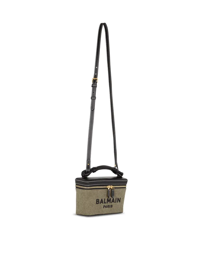 Balmain Crossbody Bags Women BArmy Vanity Case In Canvas And Leather Khaki