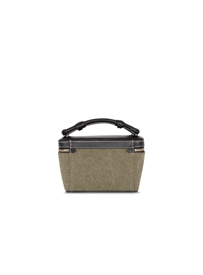 Balmain Crossbody Bags Women BArmy Vanity Case In Canvas And Leather Khaki