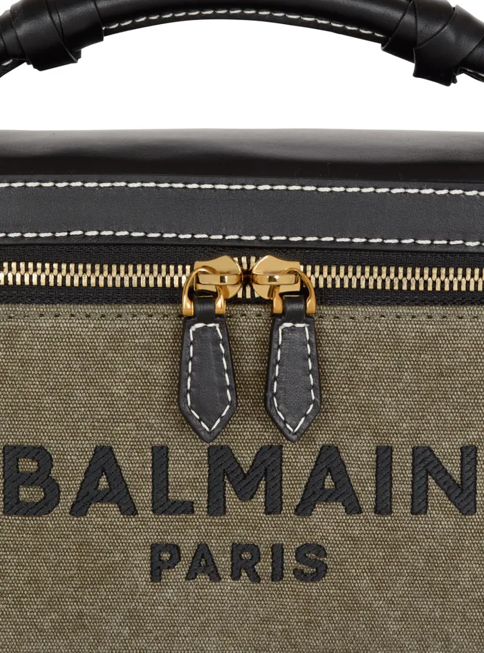 Balmain Crossbody Bags Women BArmy Vanity Case In Canvas And Leather Khaki