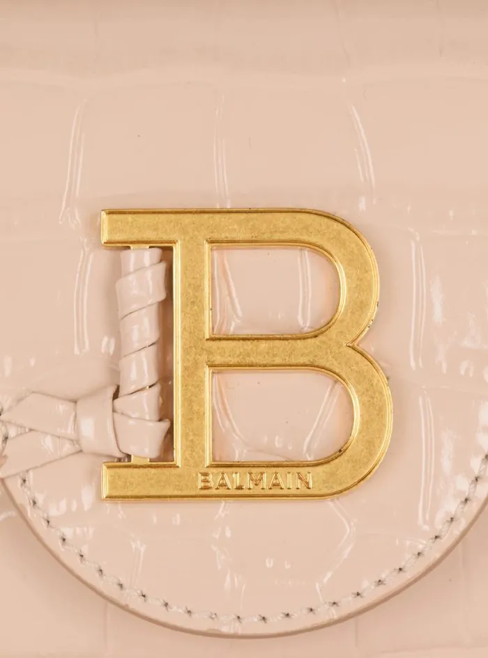 Balmain Crossbody Bags Women BBuzz 17 Mini Bag In Crocodileembossed Calfskin Beige