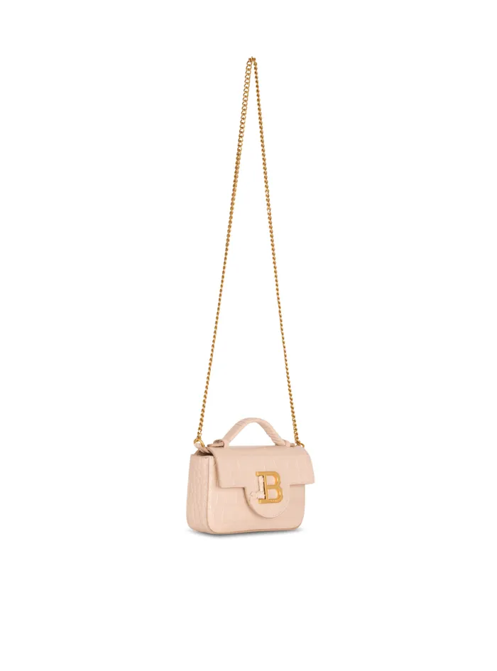 Balmain Crossbody Bags Women BBuzz 17 Mini Bag In Crocodileembossed Calfskin Beige