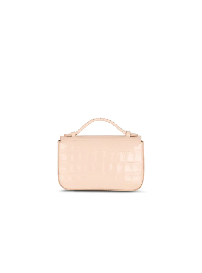 Balmain Crossbody Bags Women BBuzz 17 Mini Bag In Crocodileembossed Calfskin Beige