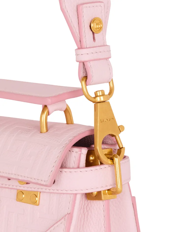Balmain Crossbody Bags Women BBuzz 19 Bag In Grained PB Labyrinth Leather Pink