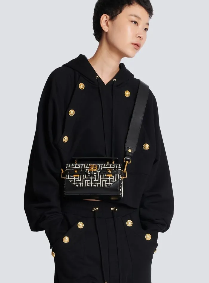 Balmain Crossbody Bags Women BBuzz 19 Leather Bag With Jacquard Monogram Black Balmain Crossbody Bags Women BBuzz 19 Leather Bag With Jacquard Monogram Black