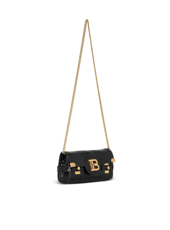 Balmain Crossbody Bags Women BBuzz 23 Clutch In Crocodileprint Leather Black